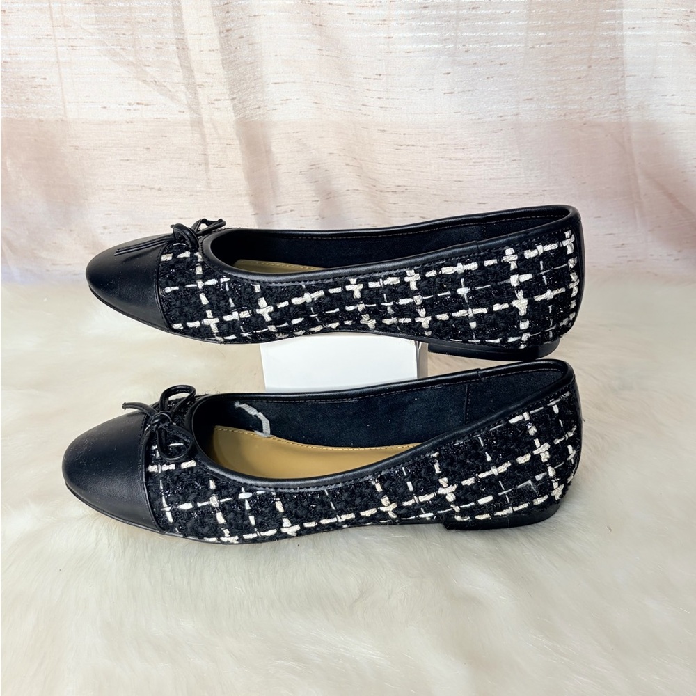 J. Crew Black and White Tweed Flats